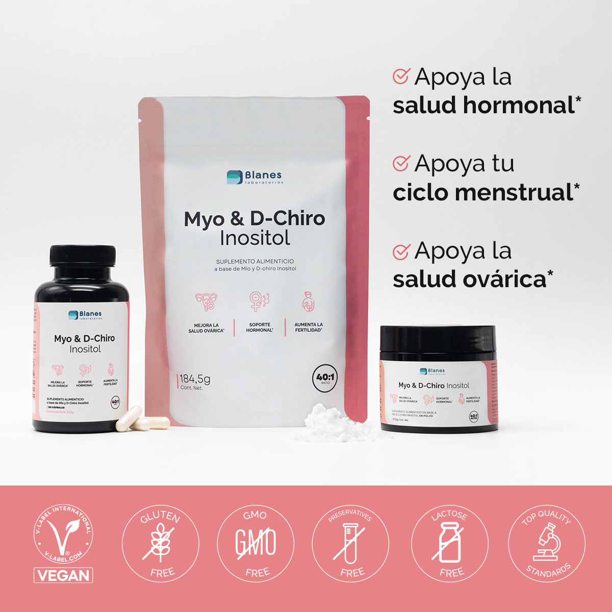 Myo & D-Chiro Inositol - apoya la salud hormonal. Apoya tu ciclo menstrual. Apoya la salud ovárica