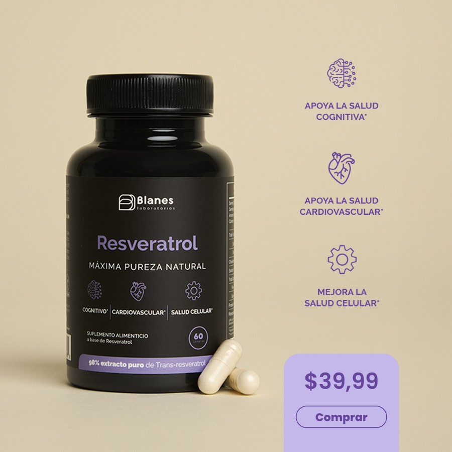 Resveratrol - 60 cápsulas. Apoya la salud cognitiva, vascular y celular