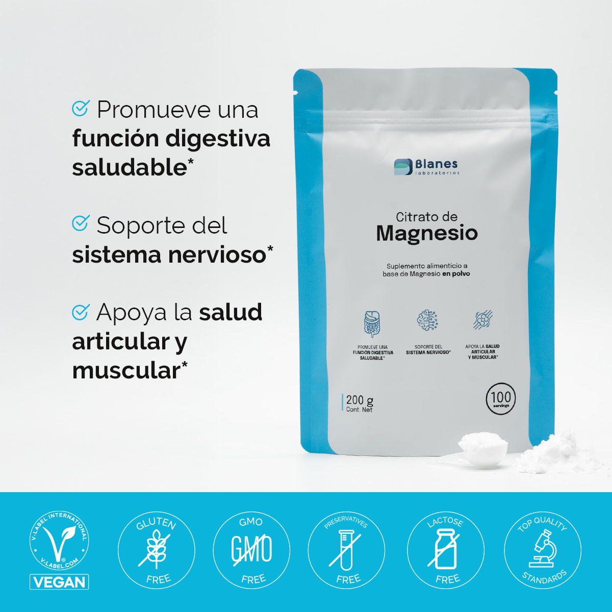 Citrato de Magnesio - función digestiva, soporte del sistema nervioso, salud articular y muscular