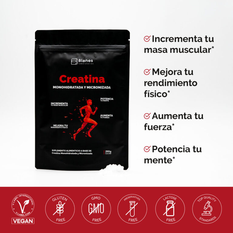 Creatina incrementa masa muscular, mejora rendimiento físico, aumenta fuerza y potencia la mente